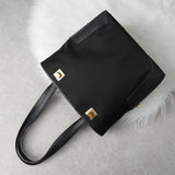 サルバトーレ フェラガモ ナイロンキャンバス レザー トートバッグ ハンドバッグ ブラック - NEWSED