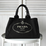 プラダ カナパ キャンバス トートバッグ ブラック - NEWSED