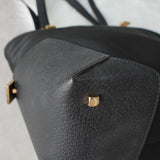 サルバトーレ フェラガモ ナイロンキャンバス レザー トートバッグ ハンドバッグ ブラック - NEWSED