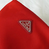 プラダ ポコノ テスート ナイロン レザー 巾着バッグ ミニ ハンドバッグ ポーチ レッド - NEWSED