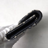 ディオール サドル オブリーク キャンパス / レザー 三つ折り財布 ネイビー - NEWSED