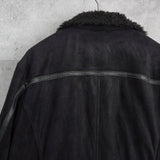 バーバリー ロンドン ボア レザー スエード調 ジッパー ムートンジャケット ノバチェック裏地 ブラック - NEWSED