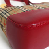 バーバリー ノバチェック ナイロンキャンバス / レザー ミニハンドバッグ ベージュ / レッド - NEWSED