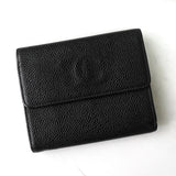 シャネル ココマーク キャビアスキン 三つ折り財布 ブラック - NEWSED