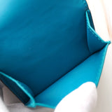 ボッテガ ヴェネタ イントレチャート タイニー レザー 三つ折りウォレット コンパクトウォレット ダークブラウン / ブルー 保存袋付き - NEWSED