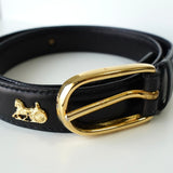 セリーヌ ヴィンテージ 輪馬車 サルキー レザー ベルト ブラック - NEWSED