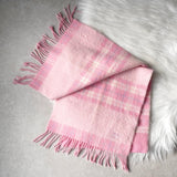 クレージュ ロゴ ウール チェック マフラー ピンク レディース - NEWSED