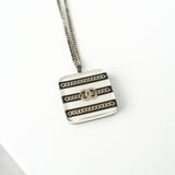 シャネル ココマーク ボーダー チェーン スクエア ネックレス シルバー / ブラック / ホワイト - NEWSED