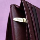 カルティエ マストライン レザー 二つ折り 長財布 ボルドー ギャランティーカード付き - NEWSED