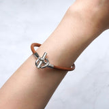 エルメス グレナン レザー ブレスレット ブラウン / シルバー - NEWSED