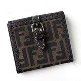 フェンディ ズッカ キャンバス / レザー 二つ折り財布 ブラウン - NEWSED