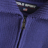 ポロ スポーツ ラルフローレン ハーフジップ カラー ニット ロゴ刺繍 パープル - NEWSED