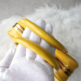 プラダ サフィアーノレザー ハンドバッグ 自立型 三角プレート イエロー - NEWSED