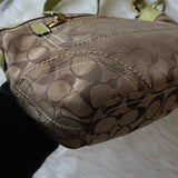 コーチ シグネチャー キャンバス ショルダーバッグ ベージュ / グリーン - NEWSED