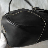 プラダ ポコノ テスート ナイロン レザー ワンショルダーバッグ 三角プレート トライアングルロゴ ブラック - NEWSED