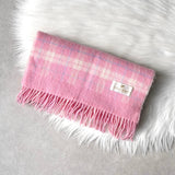 クレージュ ロゴ ウール チェック マフラー ピンク レディース - NEWSED