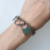 セリーヌ ヴィンテージ トリオンフ ロゴ ラインストーン チェーン ブレスレット シルバー - NEWSED