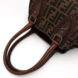 フェンディ エトニコ ズッカ柄 キャンバス/レザー ハンドバッグ ブラウン - NEWSED