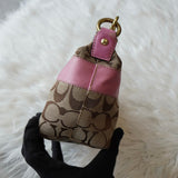 コーチ シグネチャー キャンバス ハンドバッグ ピンク ベージュ - NEWSED