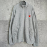 プレイ コム デ ギャルソン ハートロゴ ジップアップ スウェット グレー - NEWSED