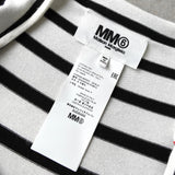 エムエムシックス メゾンマルジェラ ボートネック ボーダー ノースリーブ ポンチョ ケープ カットソー ブラック / ホワイト レディース - NEWSED