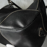 プラダ ポコノ テスート ナイロン レザー ワンショルダーバッグ 三角プレート トライアングルロゴ ブラック - NEWSED