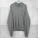 ポロ ラルフローレン ロゴ 刺繍 ポロ ニット グレー - NEWSED