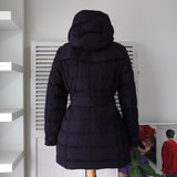 バーバリー ブリット ノバチェック裏地 ダウンジャケット コート フード取り外し可 ウエストベルト付き ネイビー - NEWSED