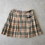 バーバリー ブルー レーベル ノバチェック プリーツ ウール ミニスカート ベージュ - NEWSED