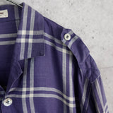 セリーヌ ヴィンテージ 長袖シャツ シャツジャケット ブルゾン トリオンフ 刺繍 チェック柄 パープル - NEWSED
