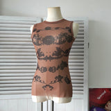 ジャンポール ゴルチエ シースルー ノースリーブ カットソー ブラウン レディース - NEWSED