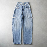 エムエムシックス メゾンマルジェラ スラッシュディテール カットアウト デニム ブルー - NEWSED