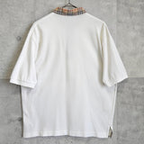 バーバリー ヴィンテージ ホースロゴ ノバチェック襟 半袖ポロシャツ ホワイト - NEWSED