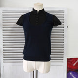 ソニアリキエル ドッキング ブラウス ニット 半袖トップス ブラック レディース - NEWSED