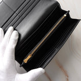 ボッテガ ヴェネタ イントレチャート カセット レザー ロングウォレット 二つ折り財布 ブラック - NEWSED