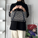 クリスチャンディオール トロッター キャンバス / レザー ミニボストンバッグ ネイビー - NEWSED