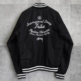 ステューシー ロゴ 刺繍 スタジャン ブラック - NEWSED