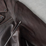 ジョン ヴァルベイトス ダブル ライダースジャケット レザージャケット ダークブラウン - NEWSED