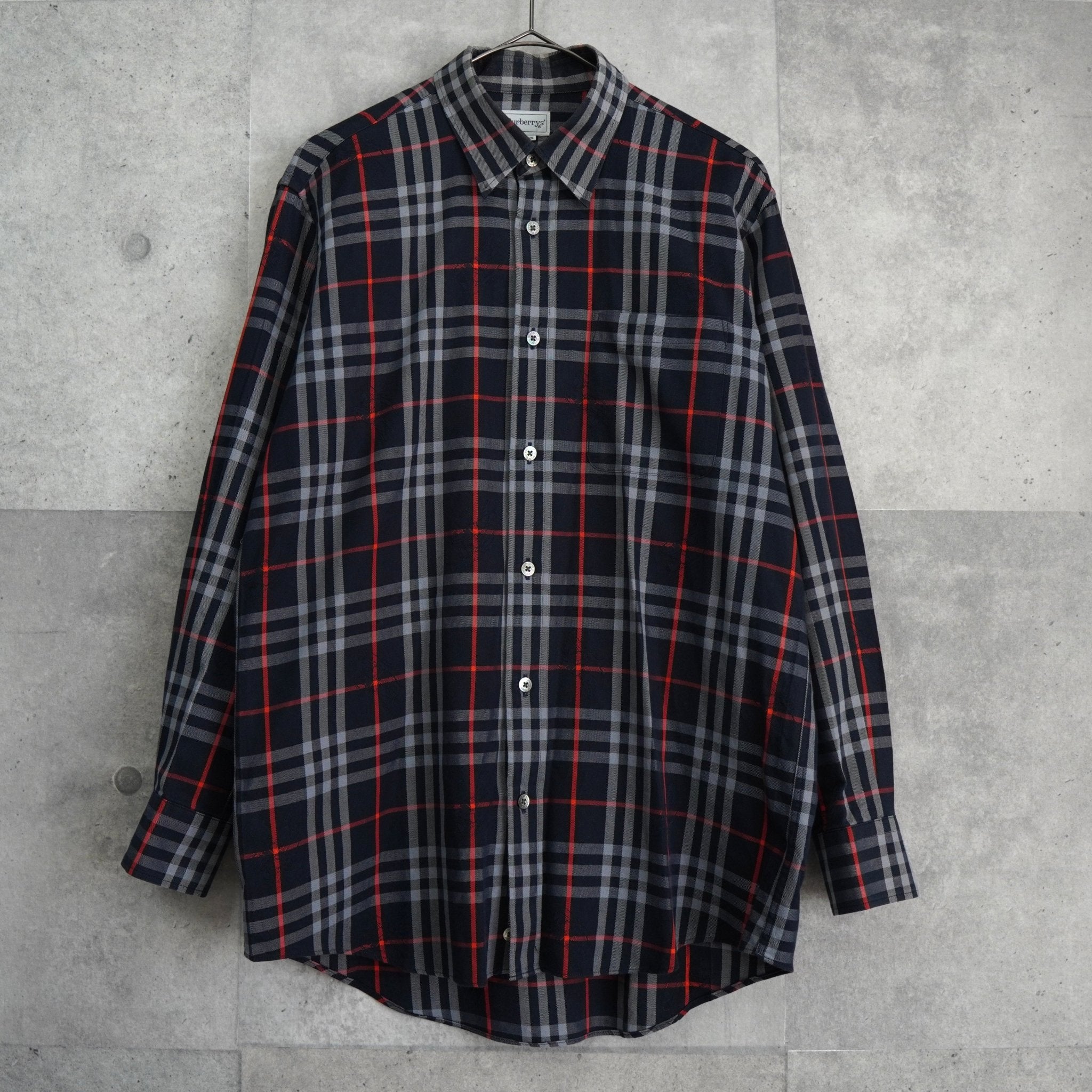 バーバリー ヴィンテージ ノバチェック 長袖シャツ ネイビー