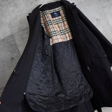バーバリー ロンドン スタンドカラー フェイクレイヤード ロングコート ノバチェック柄 キルティングベストライナー付き ブラック - NEWSED