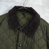 バブアー コーデュロイ襟 ロゴ キルティングジャケット カーキ - NEWSED