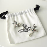 ヴィヴィアン ウエストウッド オーブ フェイクパール ラインストーン シルバー ピアス 保存袋付き - NEWSED