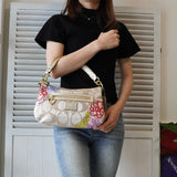 コーチ ポピー デイジー 花柄 シグネチャー キャンバス ハンドバッグ ベージュ - NEWSED