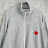 プレイ コム デ ギャルソン ハートロゴ ジップアップ スウェット グレー - NEWSED