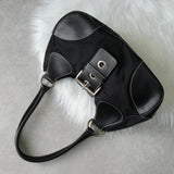 プラダ ポコノ テスート ナイロン レザー ワンショルダーバッグ 三角プレート トライアングルロゴ ブラック - NEWSED