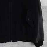 フレッドペリー ロゴ刺繍 レザー切り替え ウールブルゾン ブラック - NEWSED