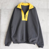 アディダス ハーフジップ フリース ロゴ刺繍 グレー/イエロー - NEWSED