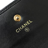 シャネル ココマーク キャビアスキン 三つ折り財布 ブラック - NEWSED