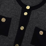 イヴ サンローラン ヴィンテージ 金ボタン カーディガン グレー レディース - NEWSED