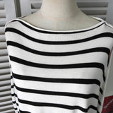 エムエムシックス メゾンマルジェラ ボートネック ボーダー ノースリーブ ポンチョ ケープ カットソー ブラック / ホワイト レディース - NEWSED